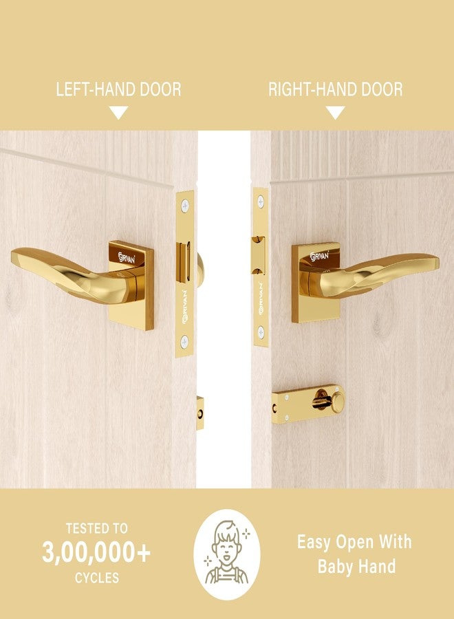 GRIVAN Ultra-Durable Brass Bathroom Door Handle Lock with Keyless Baby Latch for Bedroom/Balcony/Office (Gold Finish) - Image 5